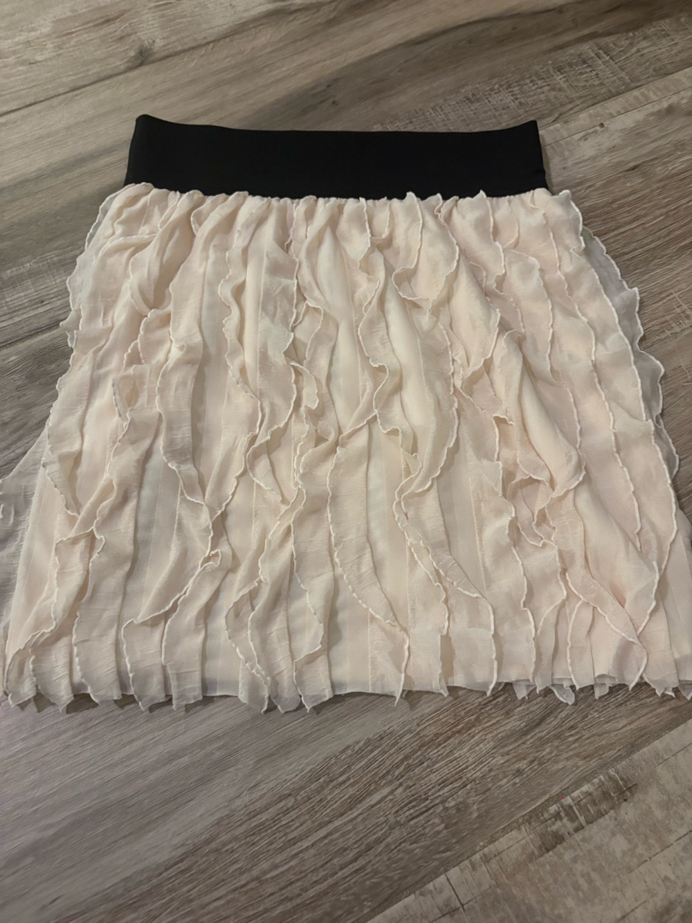 Atmosphere Pale Pink Ruffle Mini Skirt with Black Waistband girls size 8